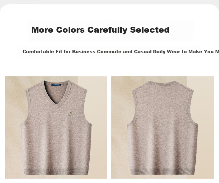 MONTAGUT New Year Spring Festival Men's Wool Vest Pure Wool V-Neck Thick Warm Sweater Sleeveless Jacket Navy XL 18