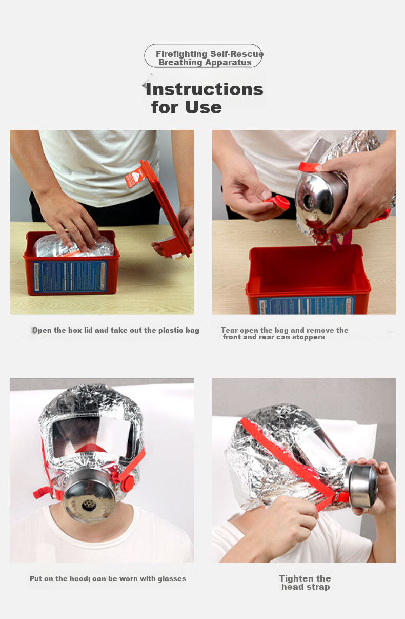 Haitian Firefighting Gas Mask Smoke and Fire Resistant Respirator Home Hotel 3C Escape Filtered Self-Rescue Breathing Apparatus 12
