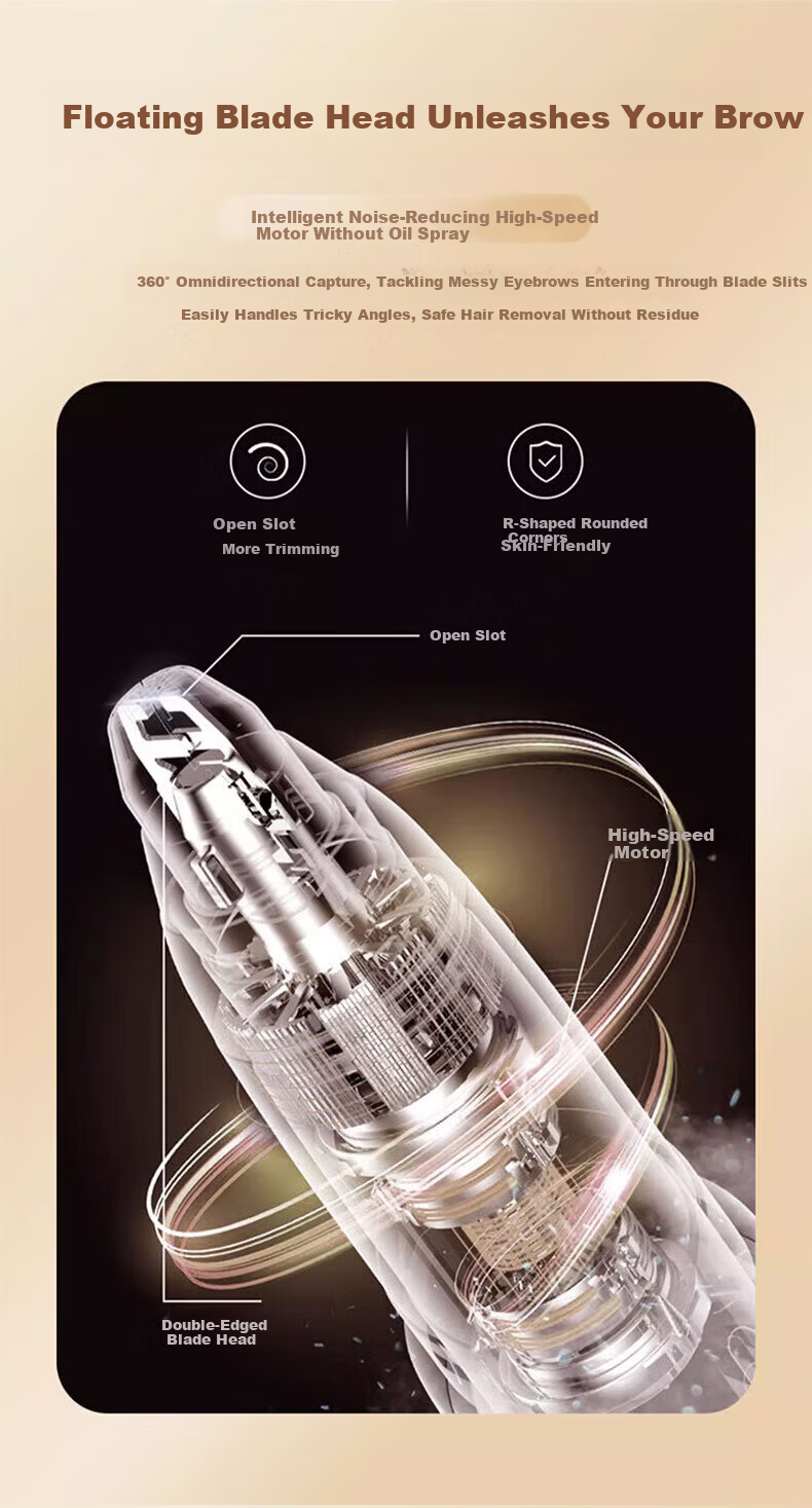 Warner Linkai Electric Eyebrow Trimmer Automatic Eyebrow Shaper Men's Eyebrow Razor Women's Eyebrow Grooming Tool 7
