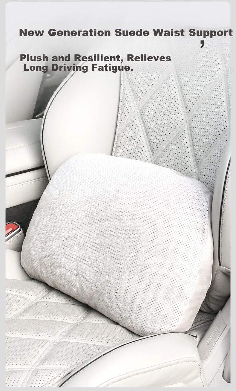 BIMLL Car Lumbar Support Perforated Suede Backrest Cushion Office Waist Pillow Seat Cushion Lumbar Protector Home and Car Use Pillow 2
