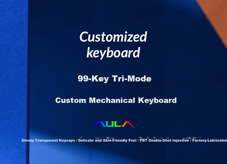AULA F98ProV3 Custom Transparent Mechanical Keyboard 95-Key Hot-Swappable RGB Tri-Mode Wireless Wired Bluetooth Gasket Structure Gaming Pink Transparent Ice Spirit Switch 1