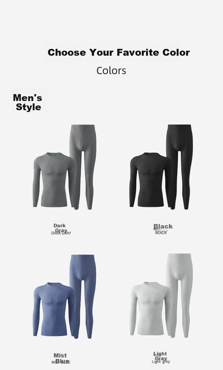LangSha Men's Autumn Cotton Thin Warm Thermal Underwear Set Mid-Neck Comfortable Antibacterial Cotton Base Layer New Arrival 38