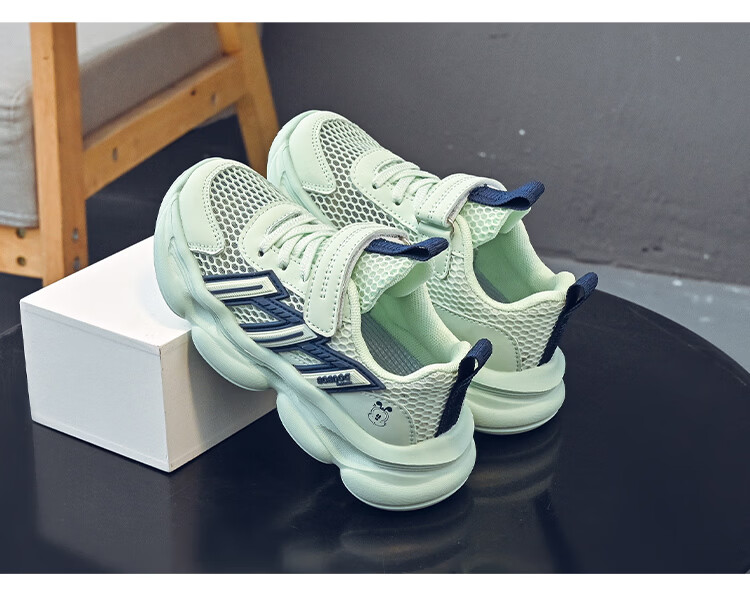 BOBDOG House Kids Summer Mesh Running Shoes Boys Casual Sports Shoes 603562014 Firefly Green/Navy Blue Size 35 3