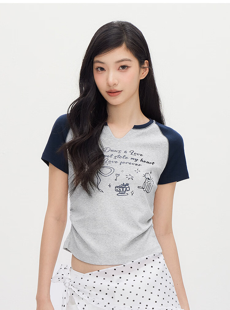 Semir Cooling Short Sleeve T-Shirt Women Summer Crop Printed Slim Raglan Sleeve 2026 Slim Fit Clothing 109326100016 6