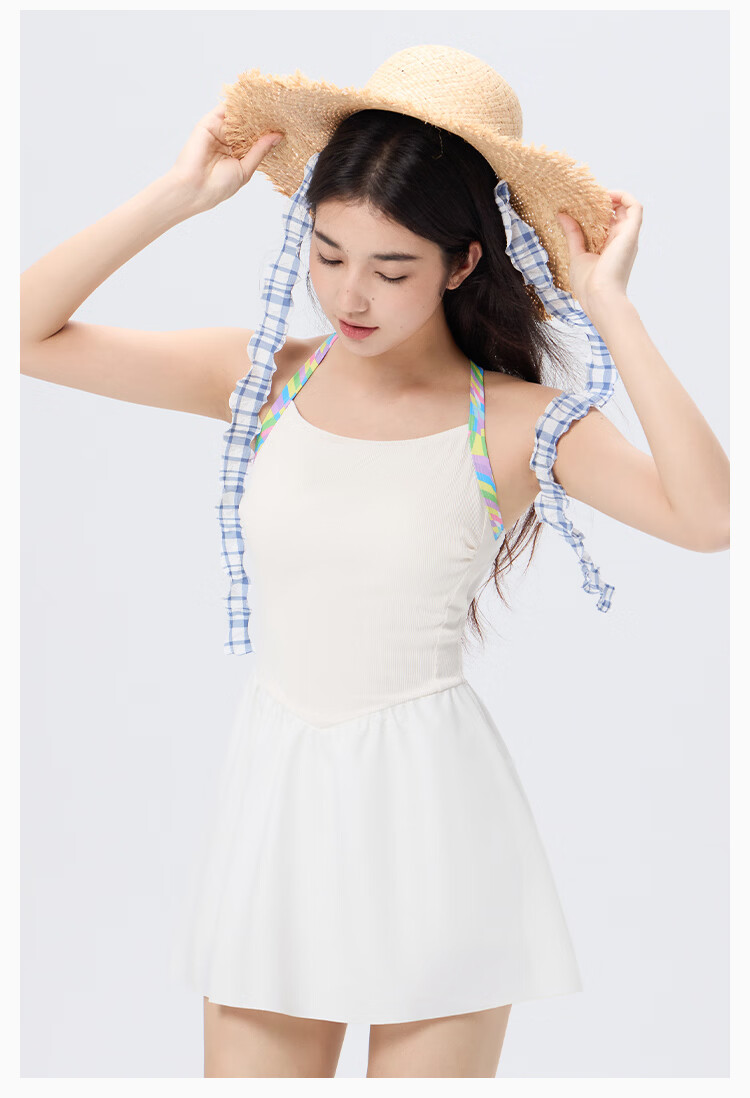 Keep Women's Sleeveless One-Piece Floral Strap Fashion Swim Dress 671 Off-White 2XL 13