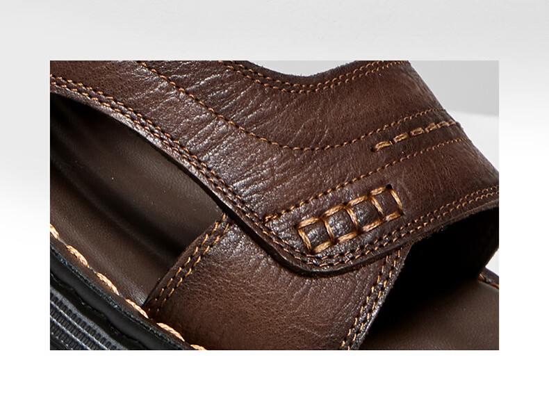 CAMEL Summer Leather Soft Elastic Dual-Wear Business Men's Sandals Father's Day G16M211034 Black 42 3