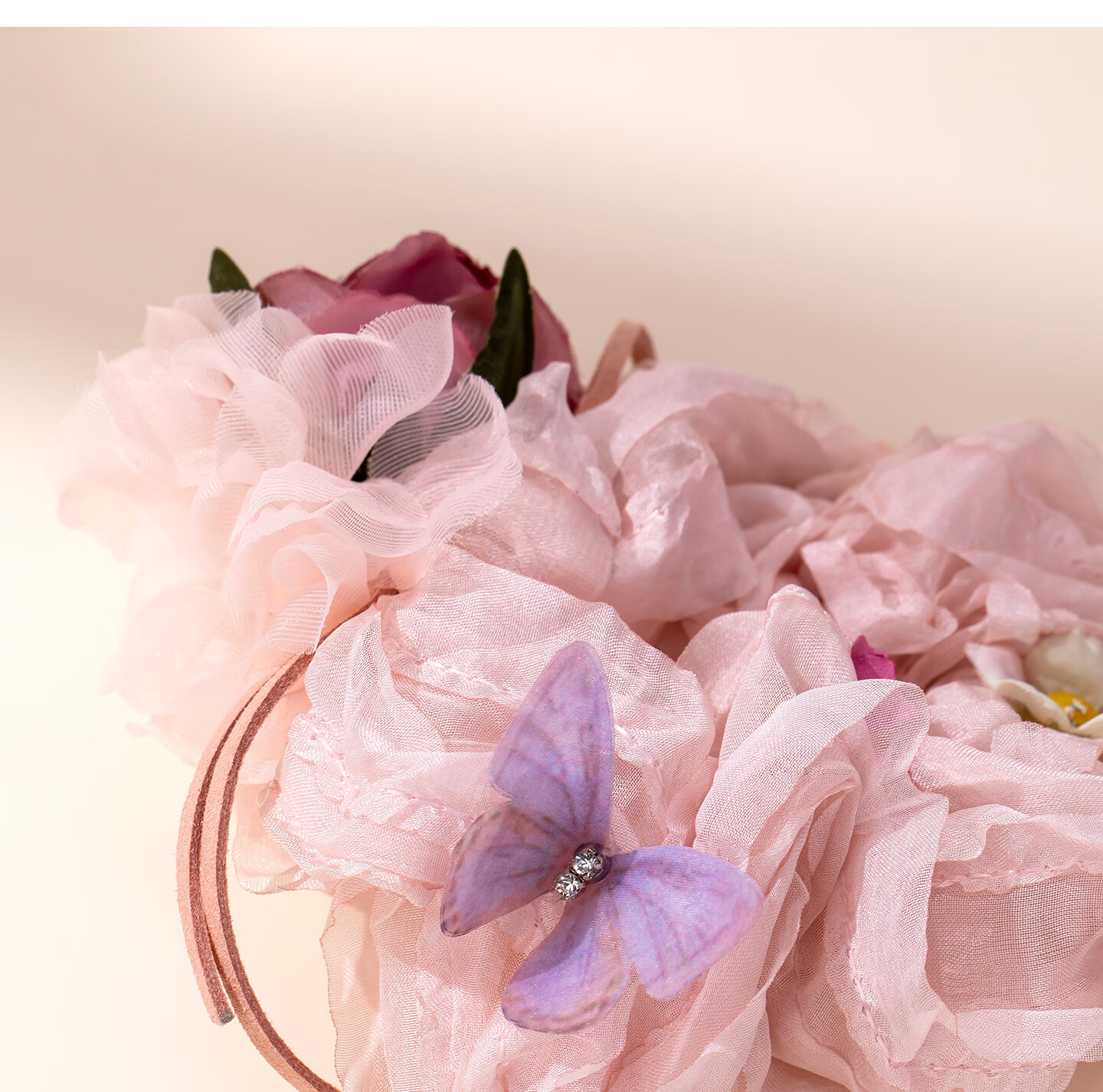 Qlady Summer Butterfly Peony Hair Scrunchie High-End Hair Tie Hair Accessory 2026 New Birthday Gift 12