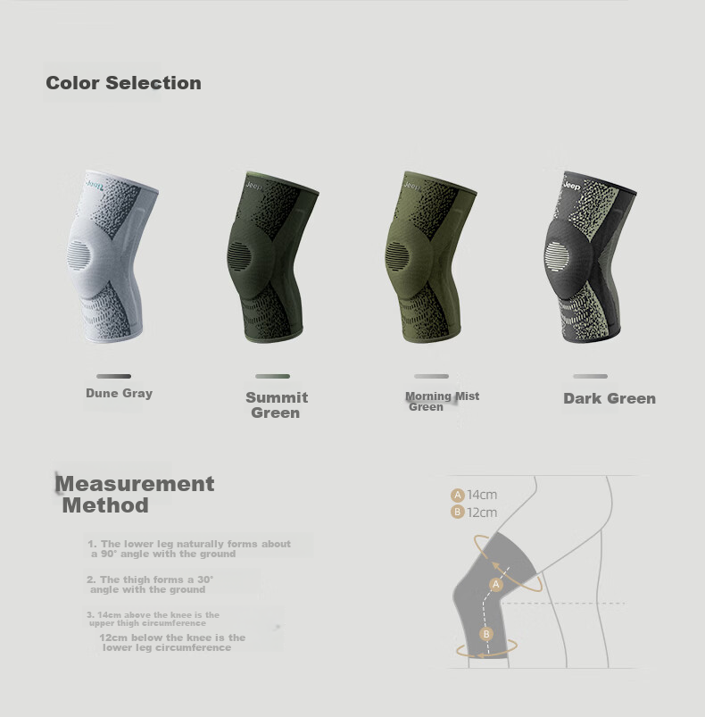 JEEP Knee Pads Sports Unisex Basketball Anti-Collision Running Fitness Breathable Adult Silicone Support Knee Pads Green L 12