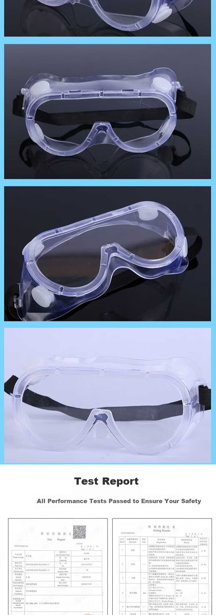 KINCOOL KCzy-520 PC Four-Bead Large Windproof Protective Goggles Impact-Resistant Splash-Proof Riding Wind and Sand Glasses Transparent Lenses 5 Pieces 2