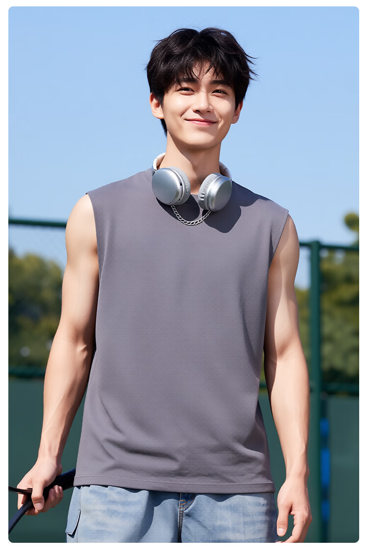 Herbal Original Pure Cotton Men's Summer Vest Loose Fit 100% Heavyweight Sleeveless T-Shirt Base White Basketball Sports Tank Top 8