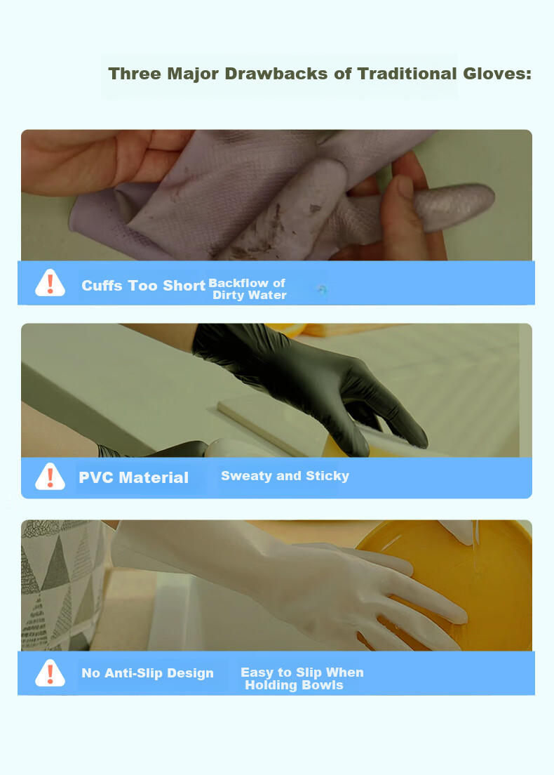 Titanfine Extended Household Natural Latex Gloves 1 Pair Size S Cleaning Laundry Wear-Resistant Waterproof Sleeve Autumn Winter Purple 2