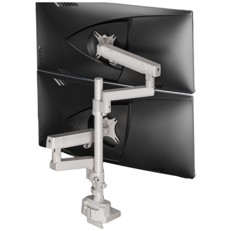 Brateck Beihu Dual-Screen Monitor Stand, Upper And Lower Dual-Screen Mechanical Arm One-To Inverted Hanging Computer Stand Multi-Screen Expansion Desktop Clip-On Riser Base E500pd-2