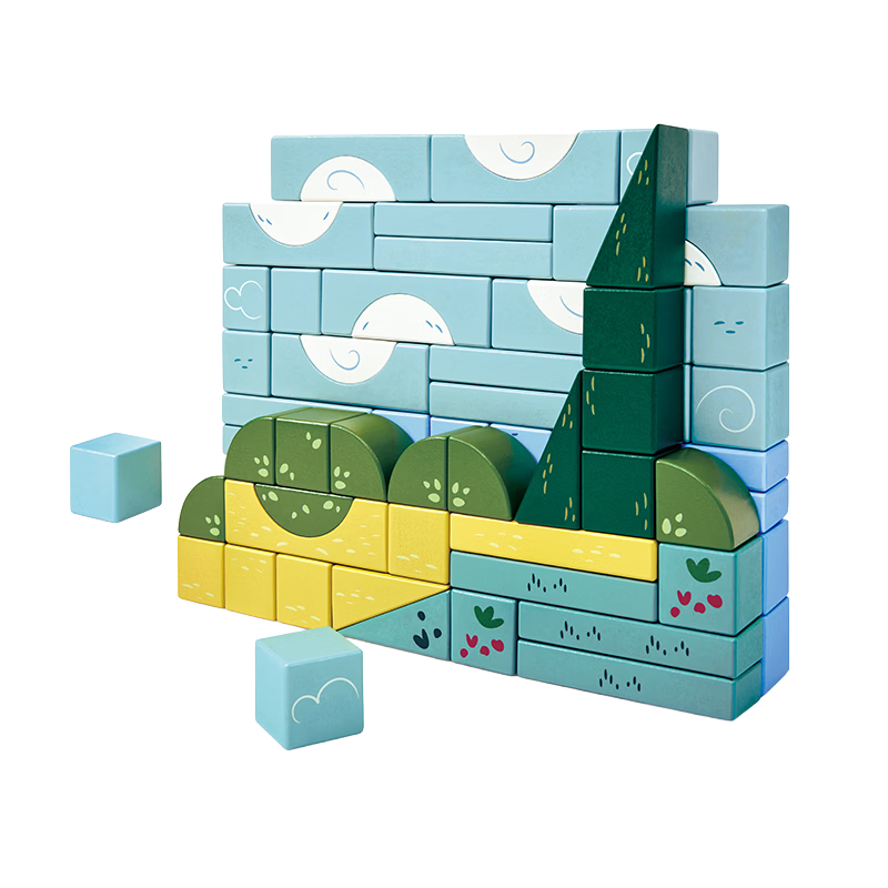 Hape (Germany) Van Gogh Wheatfield and Cypress Building Blocks Set Large Grain Wooden Early Education Toy Gift E0536