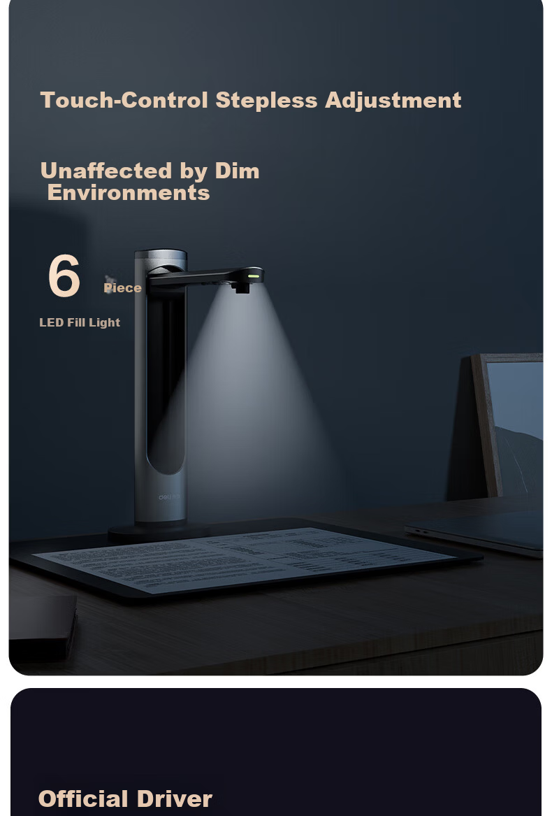 Deli Scanner High-Speed Camera, Book Scanner with 26 Million Pixels, Automatic Continuous Scanning, AI-Enhanced OCR Text Recognition, Curved Book Flattening, Laser Focusing, GK668 18