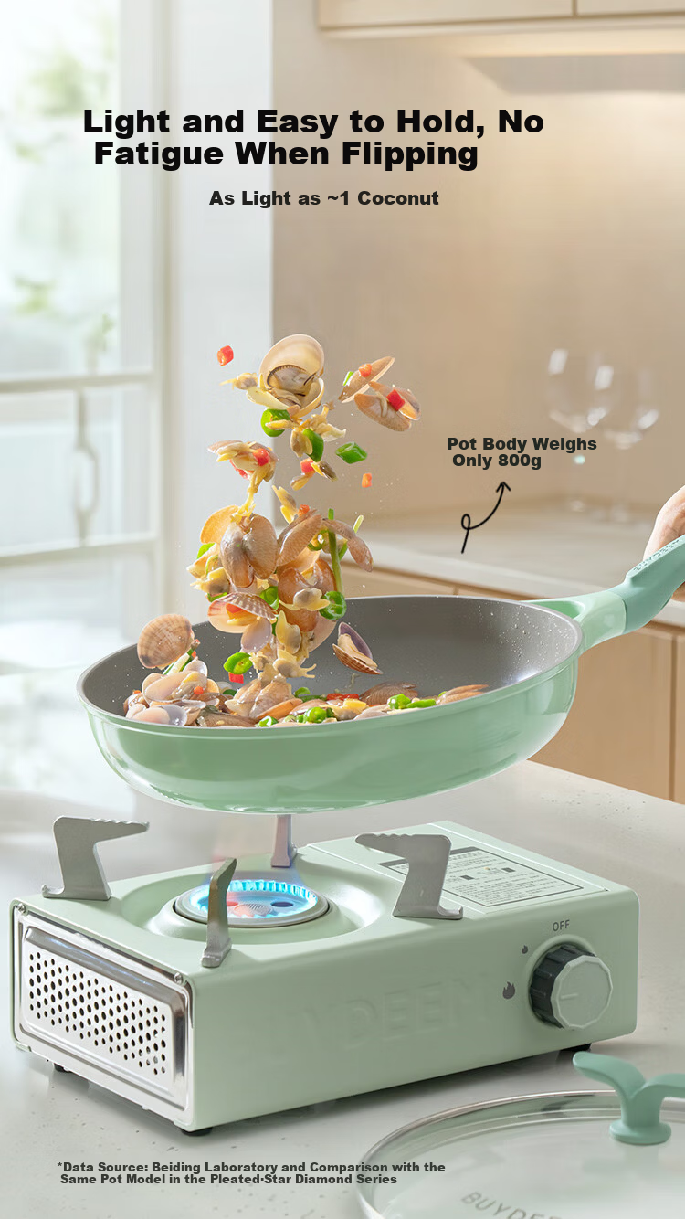 Buydeem Spring Bud Non-Stick Frying Pan 26cm Light Yellow for Induction and Gas Cooktops 6