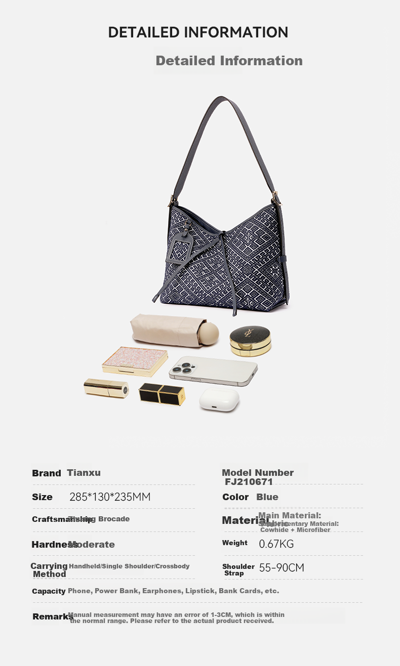 PmSix Women's Bag Non-Heritage Zhuang Brocade Tote Shoulder Crossbody Large Capacity Bohemian Luxury National Style 38 Goddess Festival Gift 3