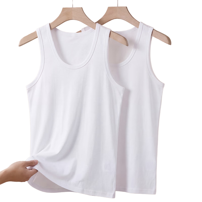 Hengyuanxiang 100% Cotton Men's Sports Vest Sweat-Absorbent Breathable Loose Fit All-Season High Elasticity 2-Pack