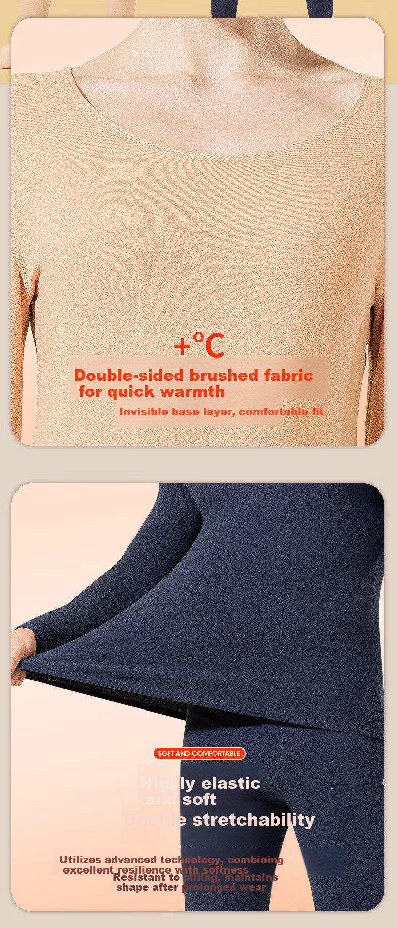 Me feeling Women's Acrylic Thermal Warm Fleece-Lined Antibacterial Winter Base Layer Set for Middle-Aged and Elderly 6