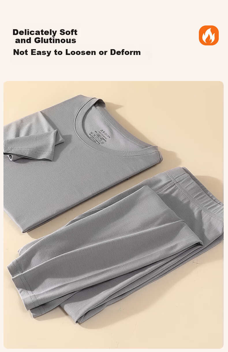 GUJIN Autumn Winter Thermal Underwear Set for Men Seamless Base Layer Top and Bottom 14