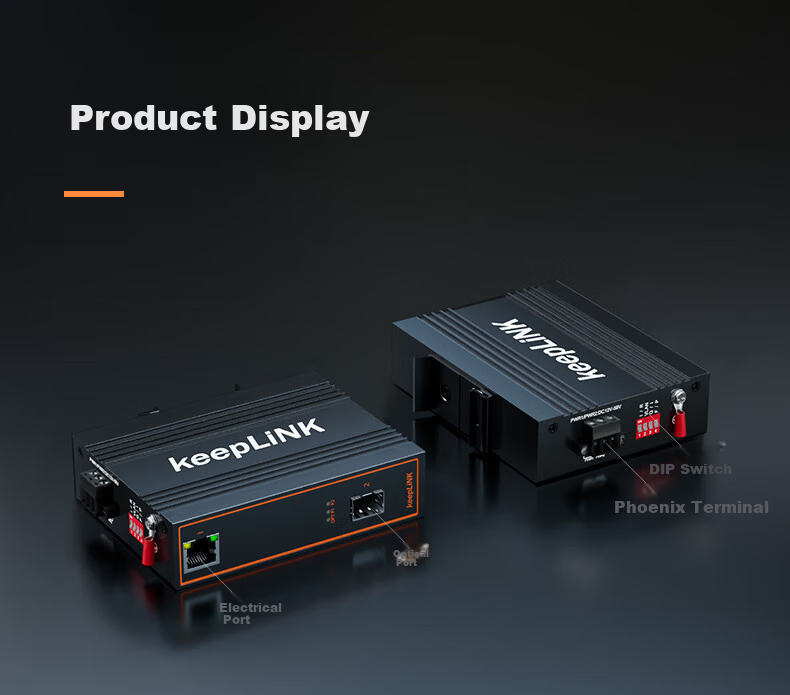KeepLINK KP-9000 Industrial Ethernet Switch, Fiber Optic Transceiver, 1 Optical 1 Electrical Gigabit SFP Interface, Rail-Mounted Installation, Per Unit 1