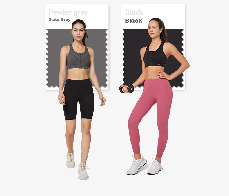 YVETTE High-Impact Sports Bra Women Front Zipper Yoga Fitness Underwear E100666A08 14
