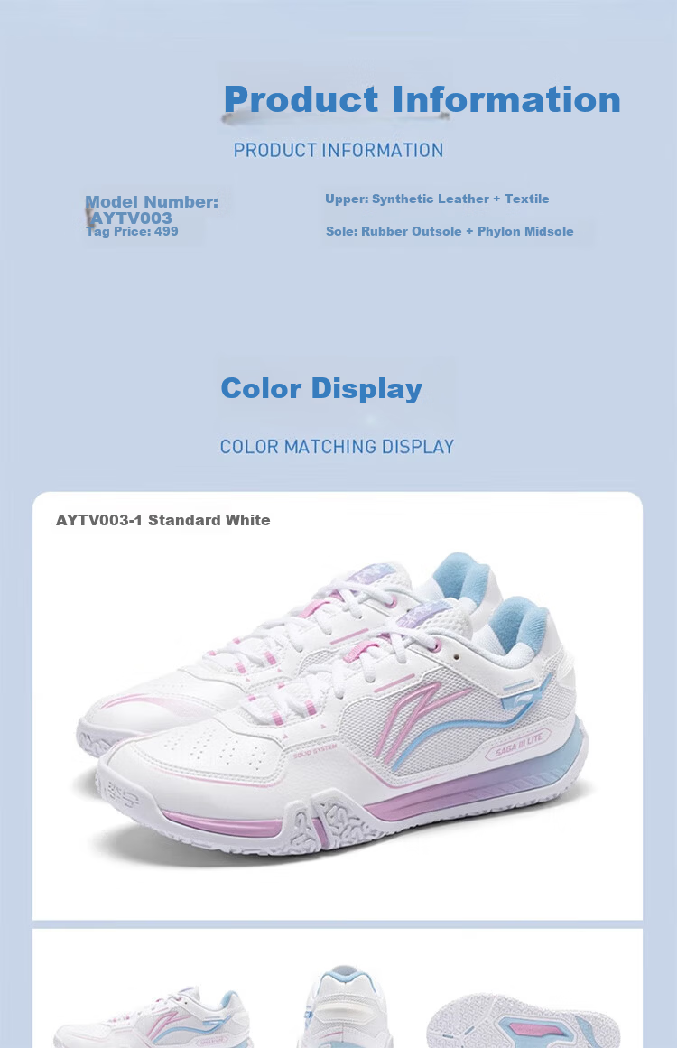 LI-NING Flying 3 LITE Badminton Shoes Unisex Shock Absorption Durable Wide Fit Professional Training and Competition Shoes 10