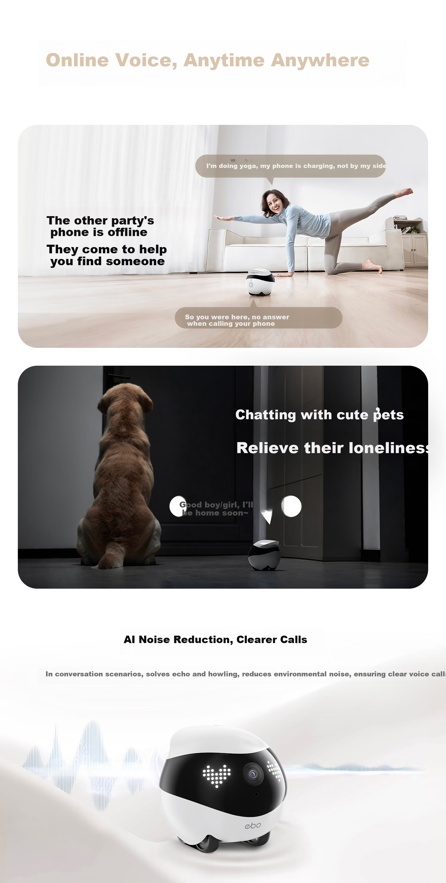 Enabot EBO Air 2 Mobile Surveillance Camera Elderly Kids Pets AI Companion Robot Home Monitoring Camera EBO Robot [Cloud Blue] 14