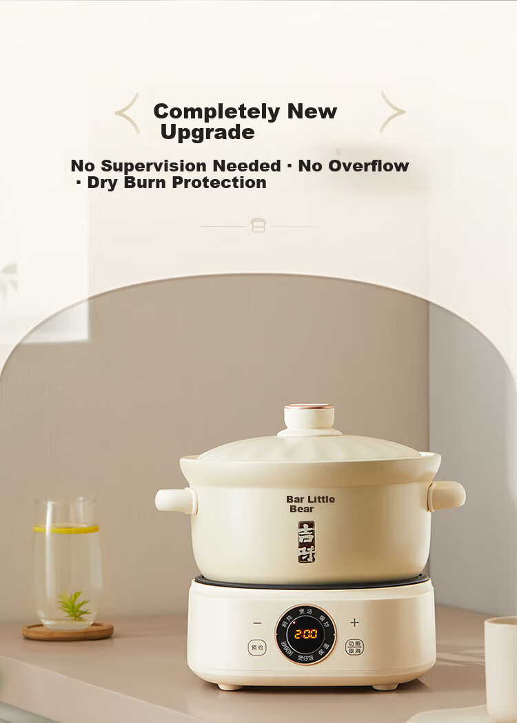 Bear Electric Clay Pot Electric Stew Pot Soup Cooker Health Porridge Cooker 3-4 People Split Electric Clay Pot DSG-D30S1 3L High Heat Quick Stew [Off-White] 3