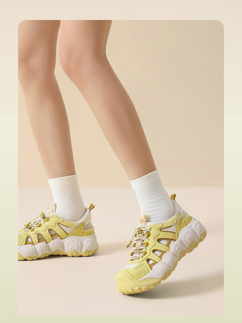 CAMEL Lemon Cute Outdoor Women's Hollow Sandals Thick Sole Beach Sports Shoes L26M202032 Beige/Gray 37 19
