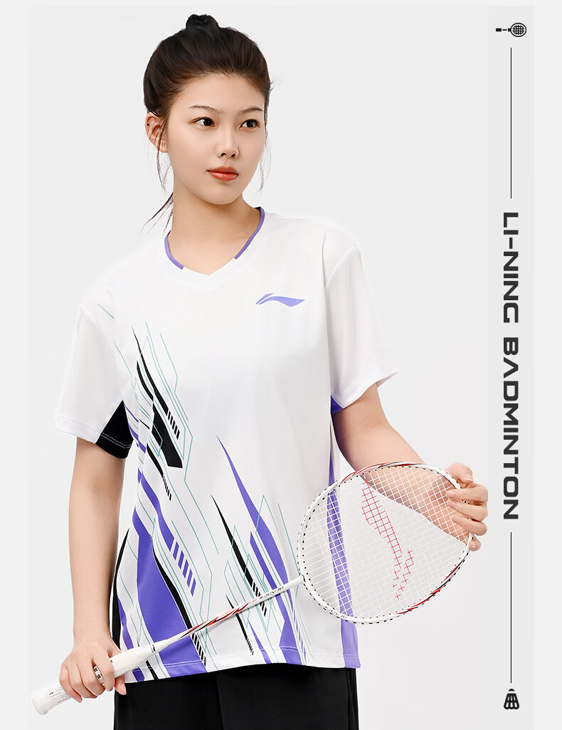 LI-NING Badminton Shirt Unisex Provincial Team Series Short Sleeve Competition Jersey T-Shirt Sportswear Black S 2