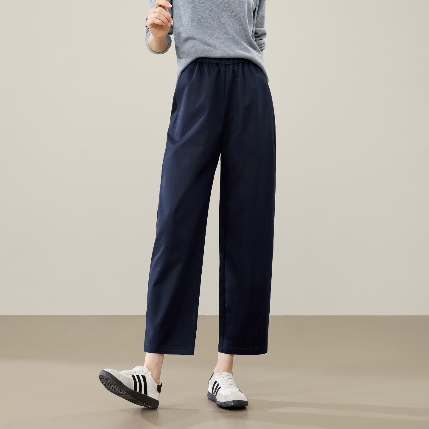 ESE-Y Laisai Cotton Lyocell Scythe Pants Women 26 Spring New Slim Fit Cropped Harem Straight Casual Pants Dark Blue 31