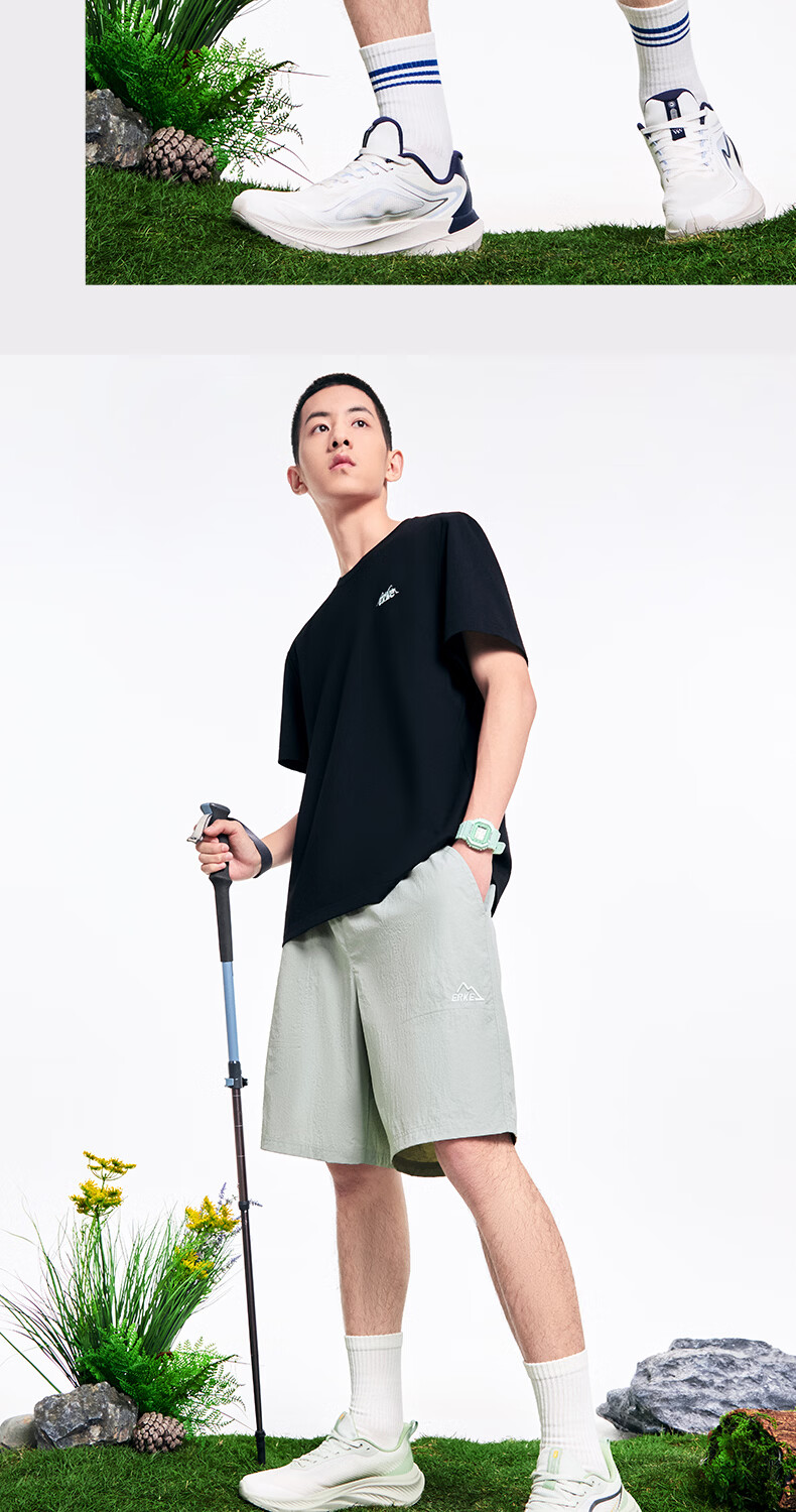 ERKE [Yu Shitong Edition] Woven Five-Point Shorts Summer Water-Repellent Ice-Feel Sports Outdoor Casual Fashion Men's Pants 11
