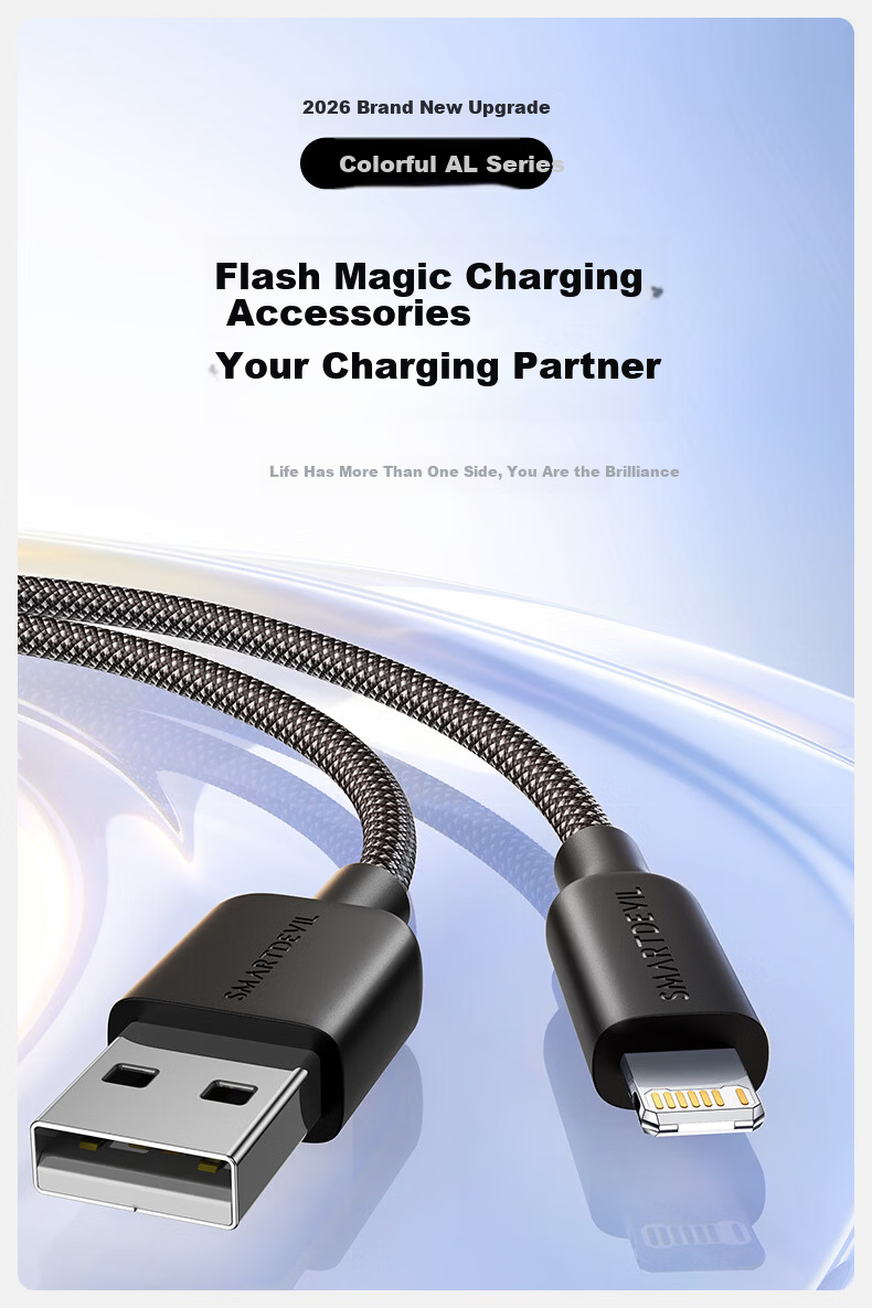 Shanmo Apple Data Cable 2.4A Fast Charging Cable Compatible with iPhone 14/13/12/11 Pro Max/XR/XS/8, Tablets iPad Car USB Charger Cable 1.8M 1