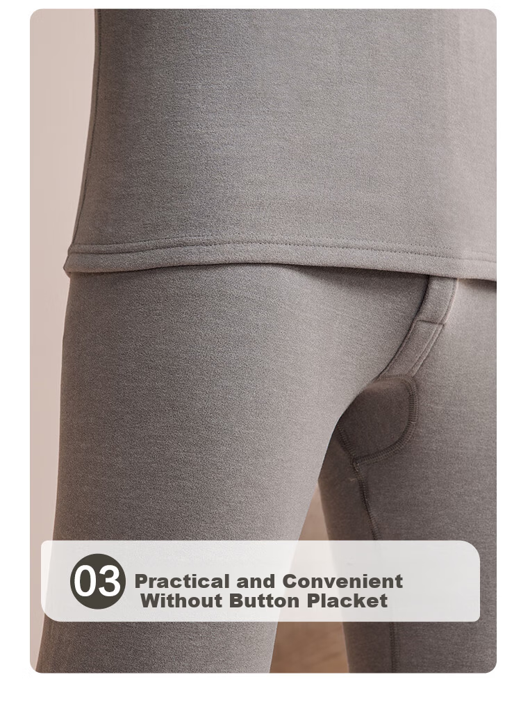 Hongdou Women's Thermal Underwear Set with Cashmere and Mulberry Silk, Semi-Turtleneck Brushed Base Layer Autumn Top and Bottom Set 7