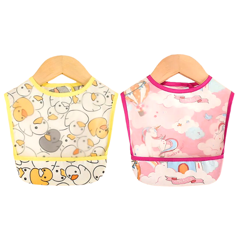 9I9 Baby Bib, Infant Feeding Bib, Pure Cotton Waterproof Anti-Dirt Drool Bib, Soft Eating Bib, Coverall, 2 Pieces A464