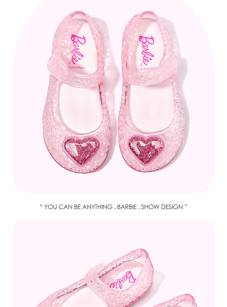 Barbie Girls Summer Closed-Toe Sandals Fashion Crystal Outdoor Jelly Shoes DA7250 Pink Size 25 3