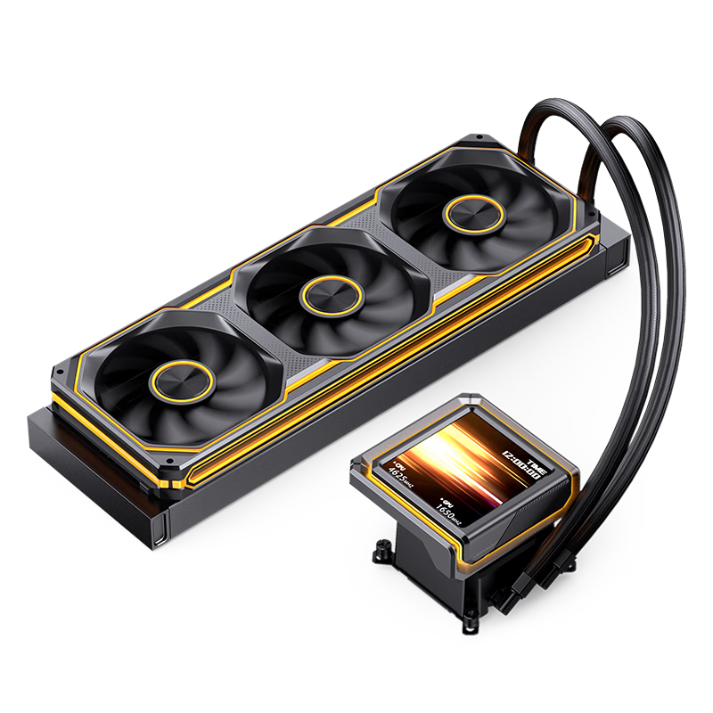 JONSBO TX-360 Black Integrated Display All-in-One Liquid Cooler (Triple ARGB Fans / One-Line Motherboard Connection / 3.95-inch IPS Screen / Magnetic Aluminum Alloy Cold Head)