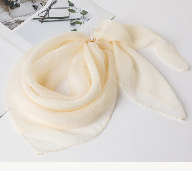 Hangsi Mansion Pure Color Custom Mulberry Silk Scarf Silk Pearl Gauze Square Scarf Birthday Gift for Mom Women's Festival 20