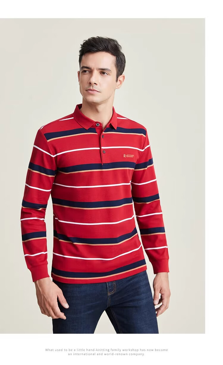MONTAGUT Men's Long Sleeve Polo Shirt Spring Autumn Pure Cotton Skin-friendly Collar Lightweight Comfortable Breathable T-shirt Navy Blue L(50) 5