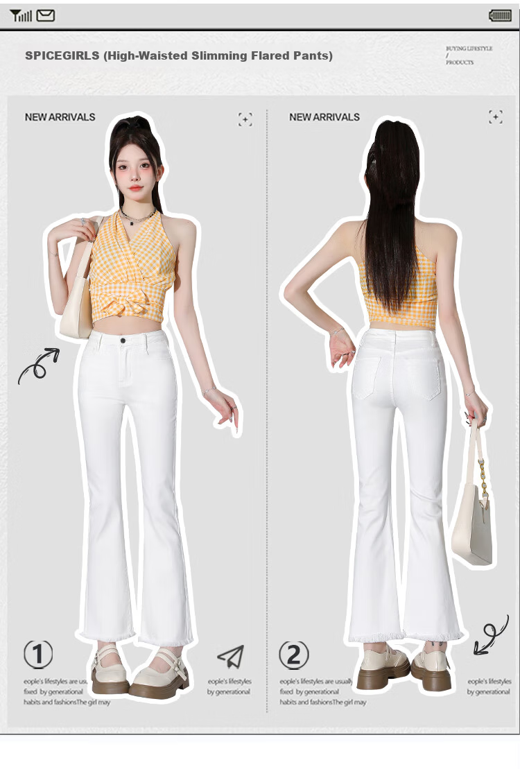 Romon Women's Light Blue High-Waist Flared Jeans Spring Slim Fit Cropped Pants Size 26 3
