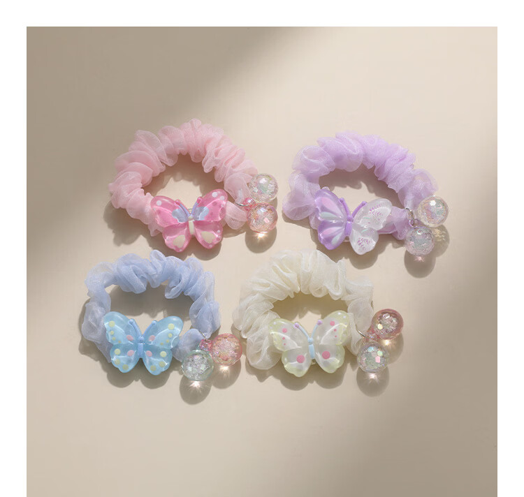 CHIMERA 4-Piece Candy-Colored Hair Ties for Children, Durable Hair Bands for Bun Hairstyles, Hair Accessories for Girls, Mid-Autumn Festival Gift 11