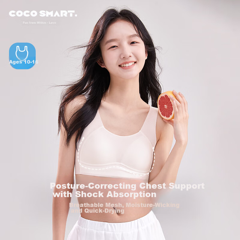 COCO SMART Girls' Developmental Underwear Teen Bra for Ages 12-16 Youth Sports Tank Top for Middle and High School Students