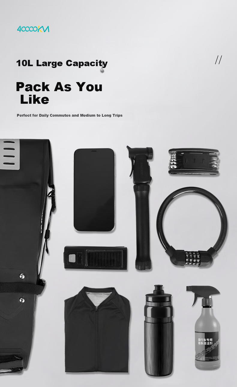 40,000km Bicycle Tail Bag Multifunctional Large Capacity Waterproof Saddle Rear Bag 5