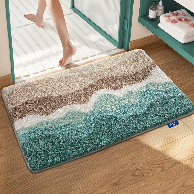 Da Jiang Small Blue Removable Washable Floor Mat Bathroom Door Water Absorption Mat Foot Mat Toilet 40x60cm Carpet Surface Only 1 Piece