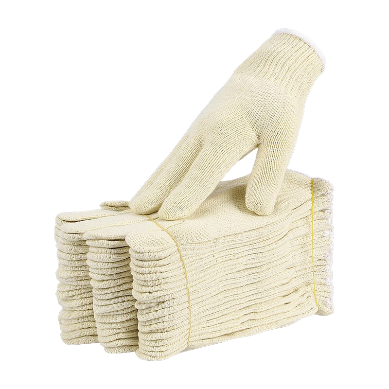 Maozheng Cotton Work Gloves, Non-Slip Wear-Resistant Protective Gloves for Manual Labor, Medium-Thick Cotton Lining Approximately 600g White Edge 10 Pairs [Full Weight]