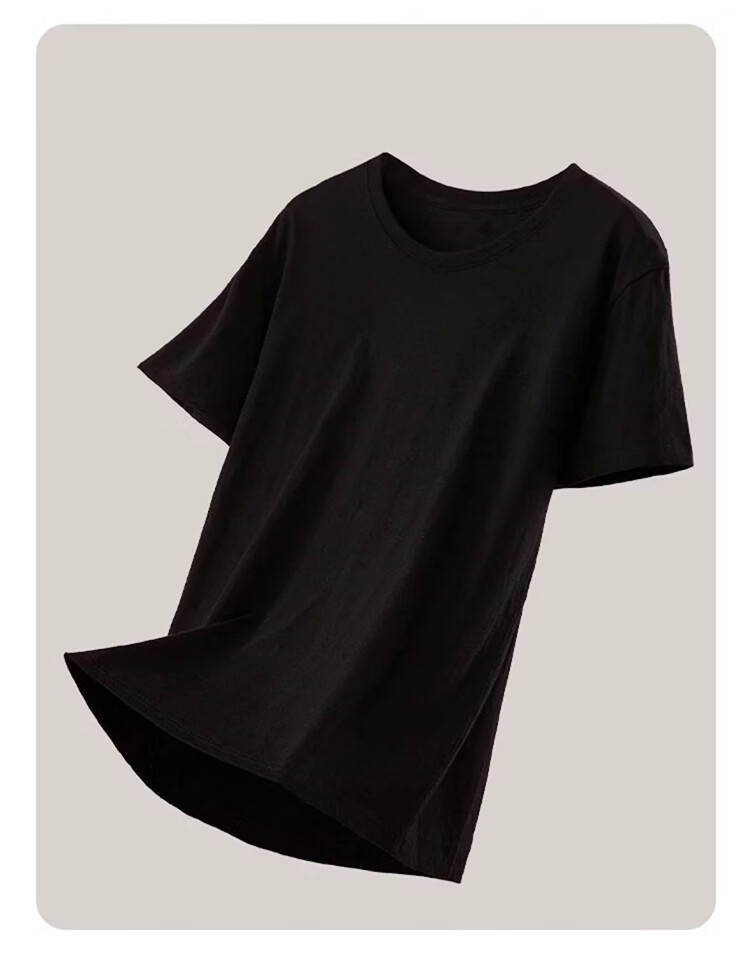 Borui 200g Heavyweight Pure Cotton Crew Neck Basic T-Shirt White Short Sleeve Loose Solid Color Women's Summer Top 20