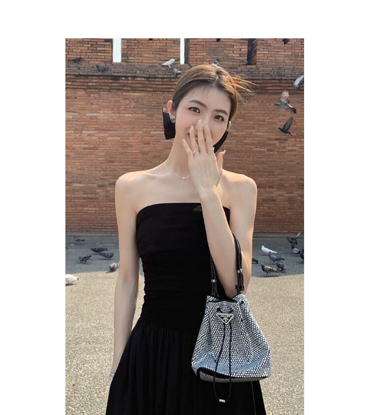 Mt Elegant Declaration Summer French Vintage Off-Shoulder Ruffled Waist-Slimming Dress for Women High-End Feel 9