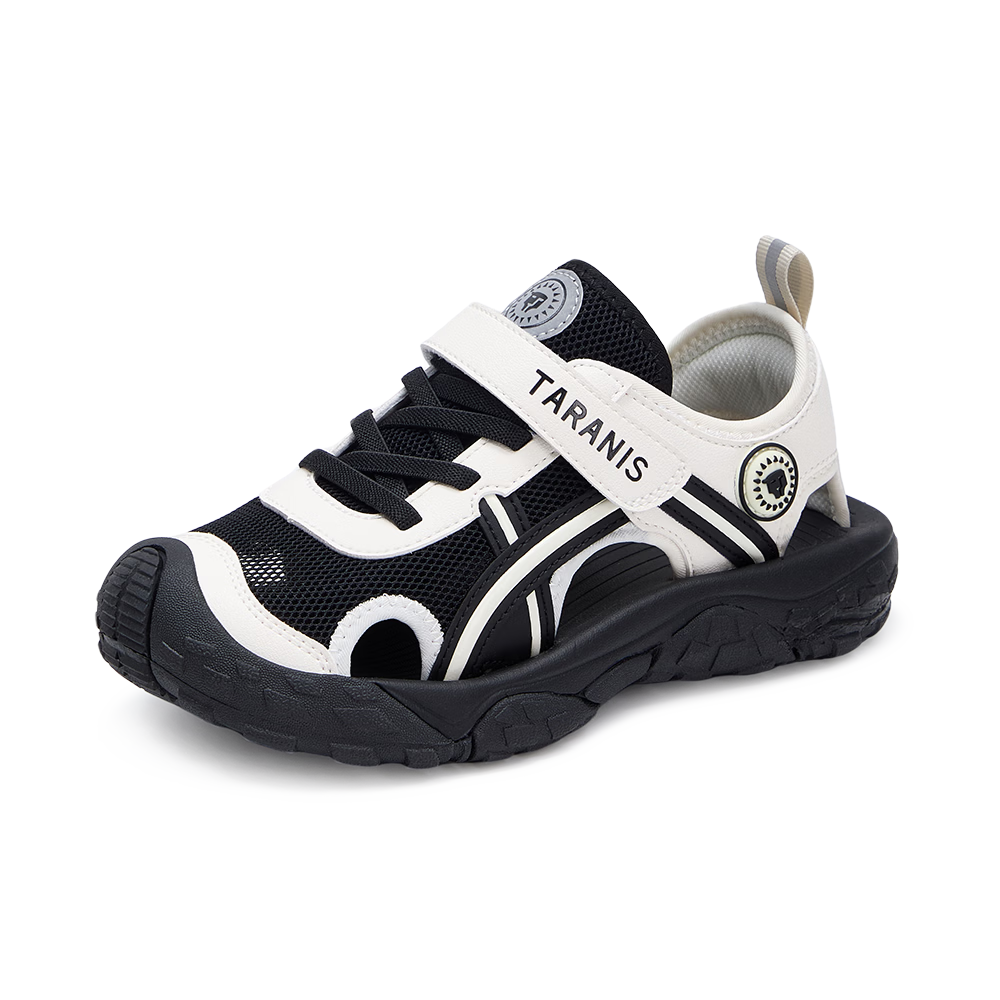 TARANIS Sports Sandals Summer New Breathable Kids Boys and Girls Non-slip Quick-dry Beach Shoes Closed-toe Water Shoes Black/White Size 31