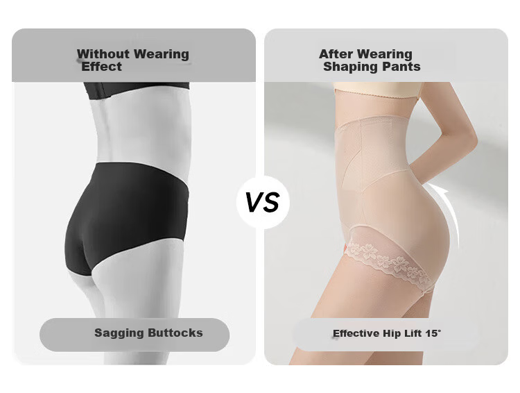 Tingmei Summer Thin High-Waist Lace Light Compression Abdomen Control Hip Lift Double Cross Structure Waist Shaping Pants 7