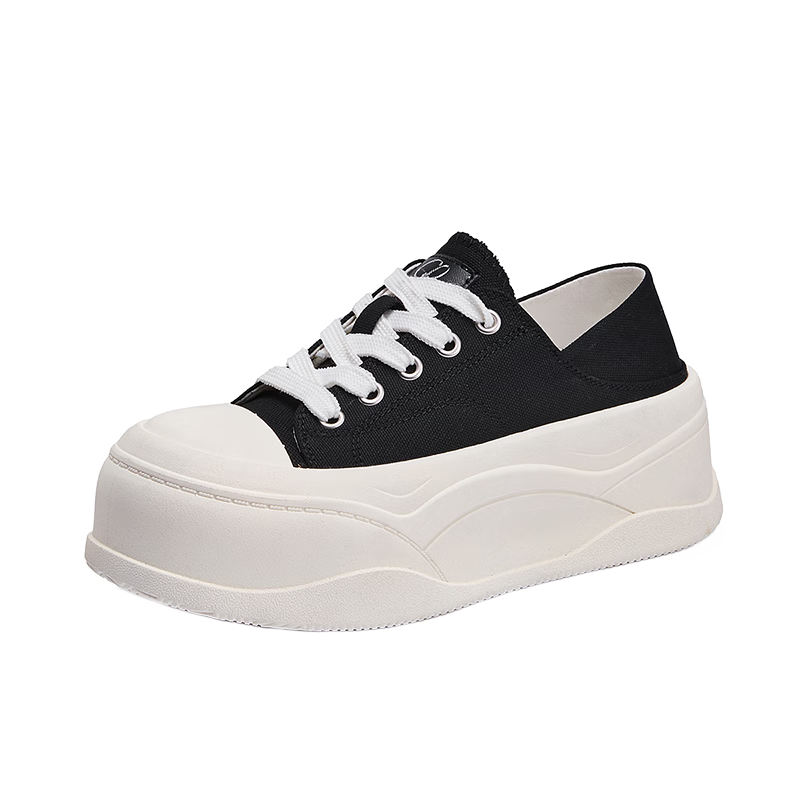 La Chapelle Women's Sneakers Thick Sole Height Increasing Casual Sports Shoes 2036 Black Size 38